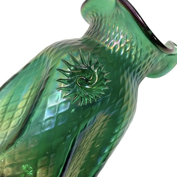 Antique 1900s Pallme-Konig Art Nouveau Green Iridescent Art Glass Vase Austrian - Picture 7 of 10